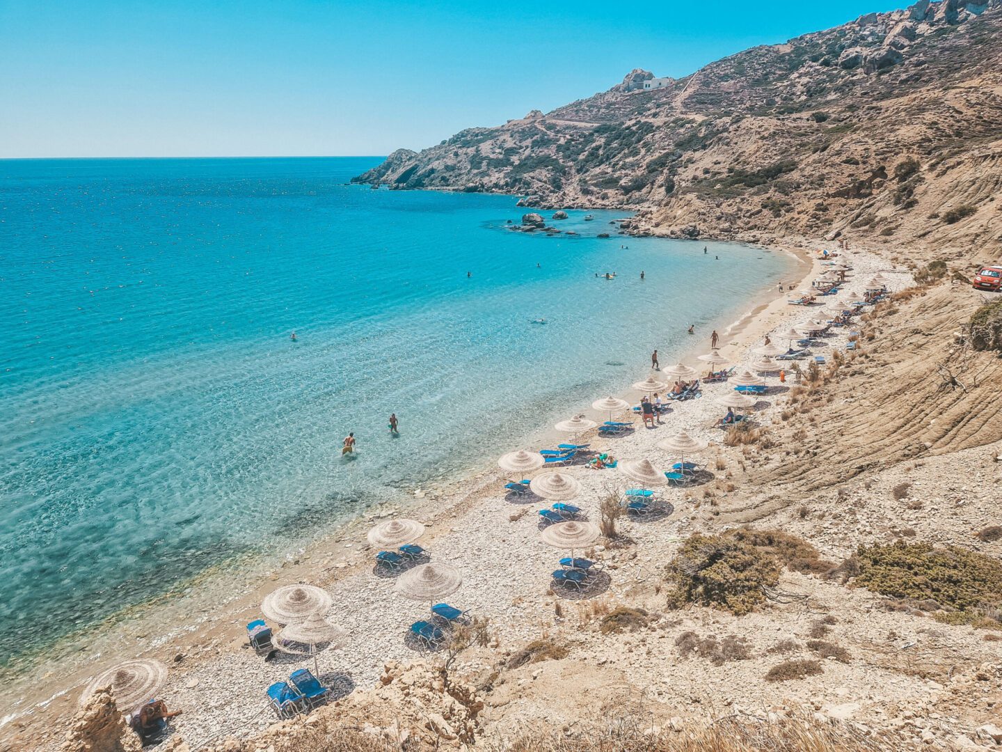 Damatria Strand zandstranden op Karpathos