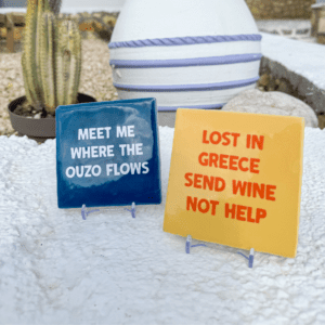 Gepersonaliseerd tegeltje met tekst The Karpathos guide (3)